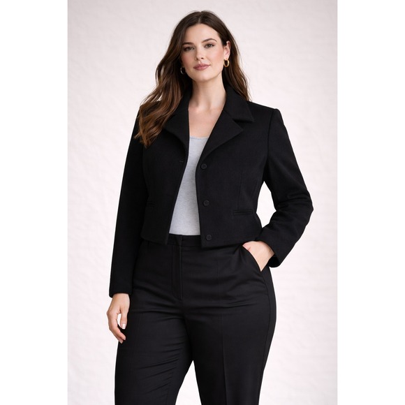 Armani Collezioni Jackets & Blazers - Armani Collezioni Womens Black Wool Blend Button Front Coat Jacket Size 14